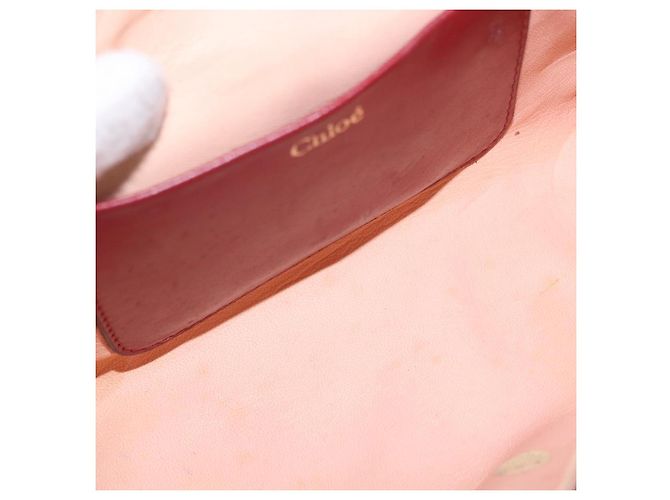 Chloé Borsa a tracolla Chloe Ribbon Chain in pelle rossa e oro Auth bs35972A Rosso D'oro - vista 18