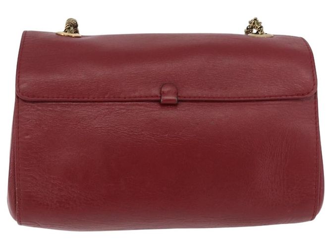 Chloé Borsa a tracolla Chloe Ribbon Chain in pelle rossa e oro Auth bs35972A Rosso D'oro - vista 3