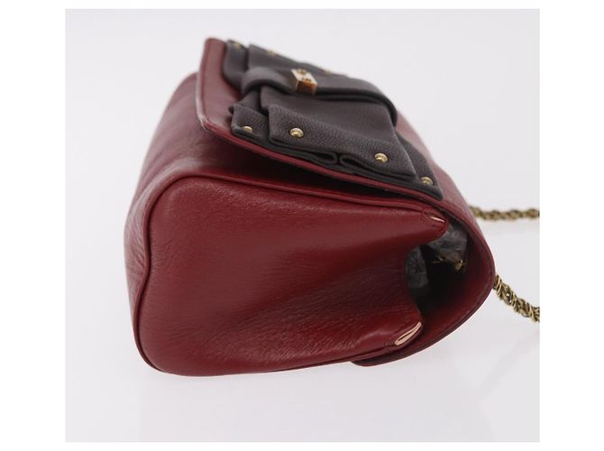 Chloé Borsa a tracolla Chloe Ribbon Chain in pelle rossa e oro Auth bs35972A Rosso D'oro - vista 4