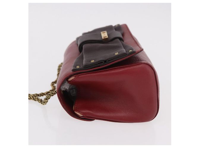 Chloé Borsa a tracolla Chloe Ribbon Chain in pelle rossa e oro Auth bs35972A Rosso D'oro - vista 5