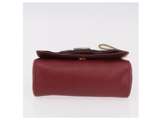 Chloé Borsa a tracolla Chloe Ribbon Chain in pelle rossa e oro Auth bs35972A Rosso D'oro - vista 9