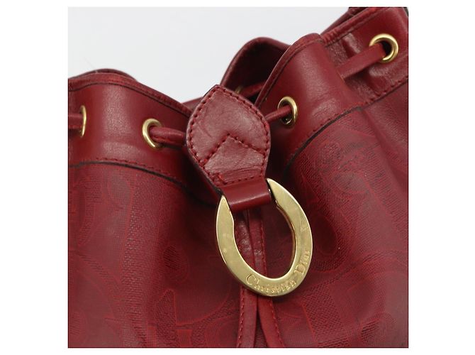 Borsa a tracolla Christian Dior Trotter Tela PVC Rosso Oro Auth 191271 D'oro - vista 15