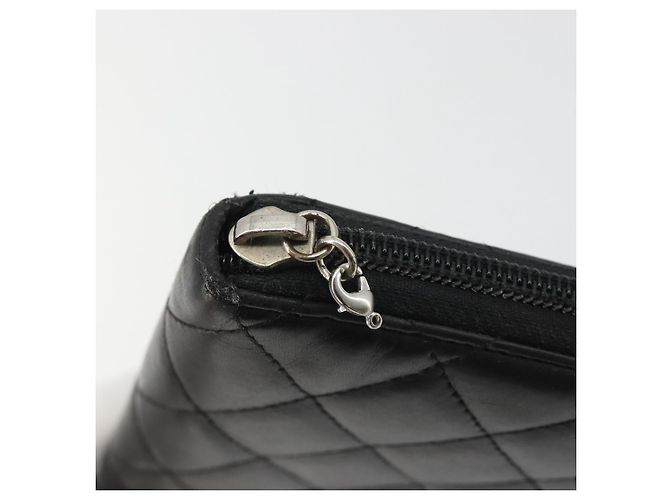 CHANEL Matelasse Cambon Line Long Wallet Leder Schwarz Silber CC Auth 188663 - Ansicht 12