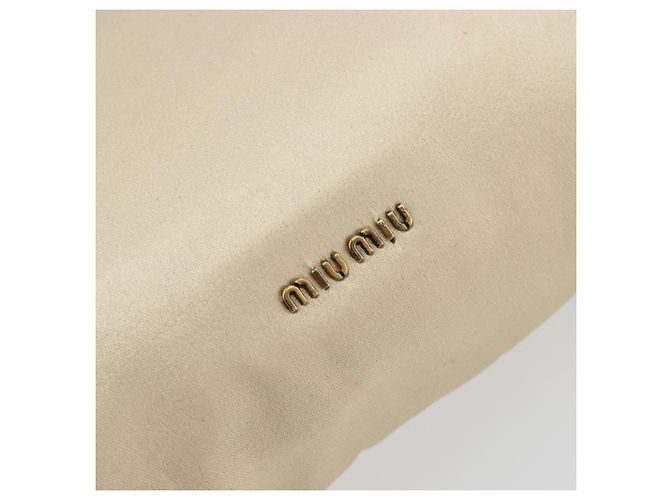 Miu Miu Accessory Pouch Satin Champagne Gold Auth 190668A Golden - view 14