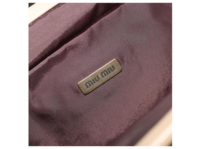 Miu Miu Accessory Pouch Satin Champagne Gold Auth 190668A Golden - view 18