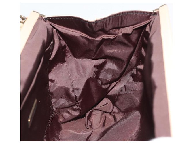 Miu Miu Accessory Pouch Satin Champagne Gold Auth 190668A Golden - view 20