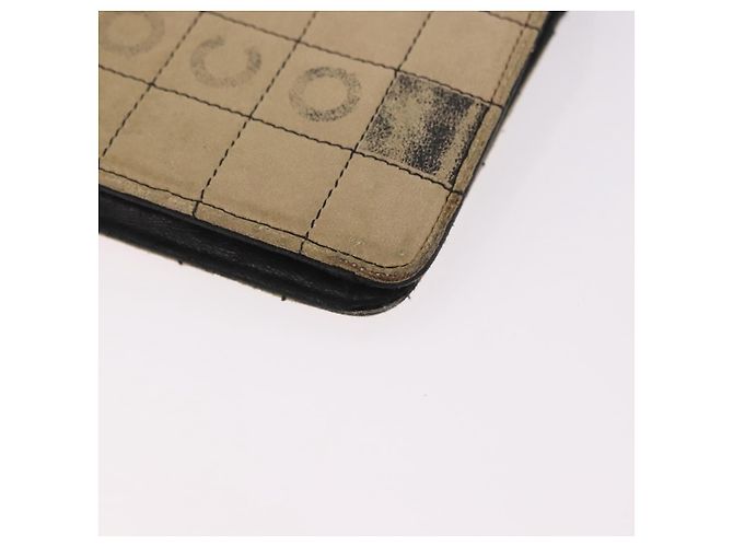 CHANEL Choco Bar Long Wallet Lamb Skin Beige CC Auth bs36033 - vista 10