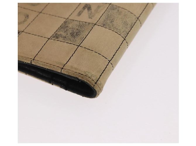 CHANEL Choco Bar Long Wallet Lamb Skin Beige CC Auth bs36033 - vista 11