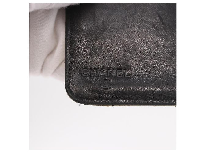 CHANEL Choco Bar Long Wallet Lamb Skin Beige CC Auth bs36033 - vista 15