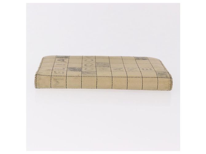 CHANEL Choco Bar Long Wallet Lamb Skin Beige CC Auth bs36033 - vista 5