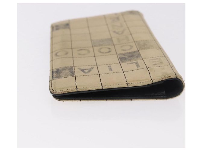 CHANEL Choco Bar Long Wallet Lamb Skin Beige CC Auth bs36033 - vista 6