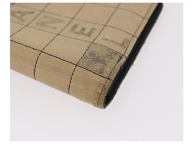 CHANEL Choco Bar Long Wallet Lamb Skin Beige CC Auth bs36033 - vista 8