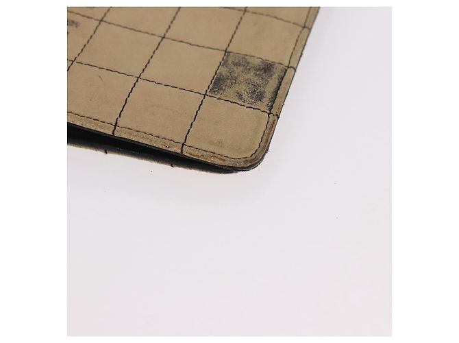 CHANEL Choco Bar Long Wallet Lamb Skin Beige CC Auth bs36033 - vista 9