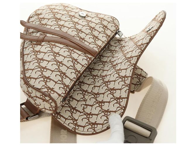 Borsa Saddle in tela Trotter Christian Dior Cactus Jack Beige Auth 190528M Argento - vista 17