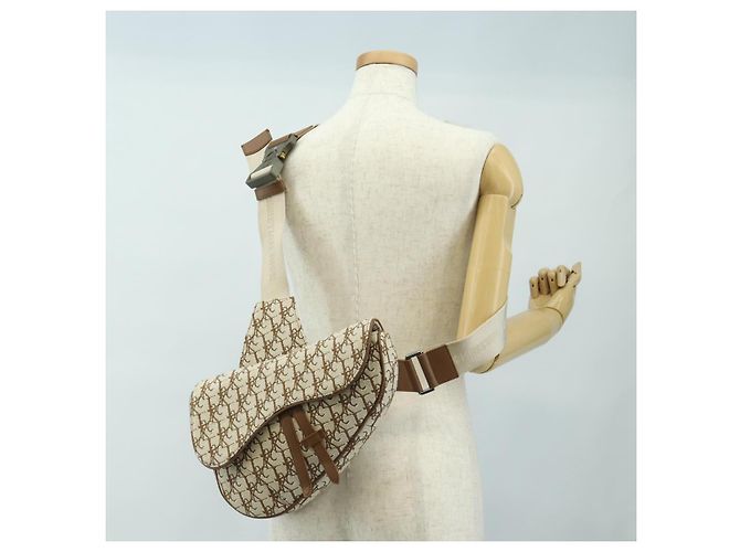 Borsa Saddle in tela Trotter Christian Dior Cactus Jack Beige Auth 190528M Argento - vista 24