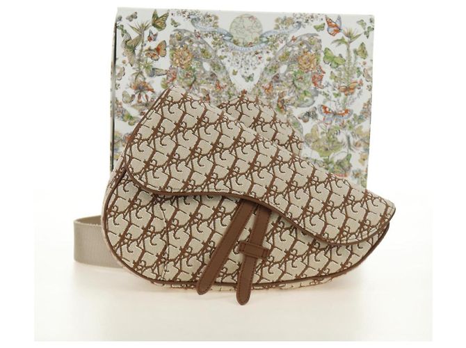 Borsa Saddle in tela Trotter Christian Dior Cactus Jack Beige Auth 190528M Argento - vista 25
