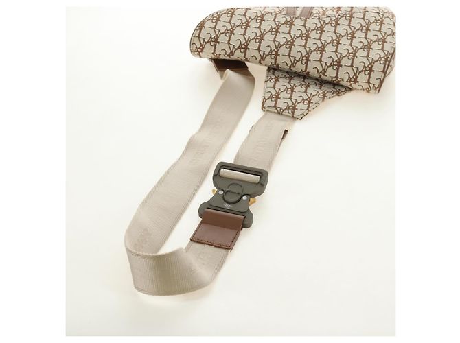 Borsa Saddle in tela Trotter Christian Dior Cactus Jack Beige Auth 190528M Argento - vista 7