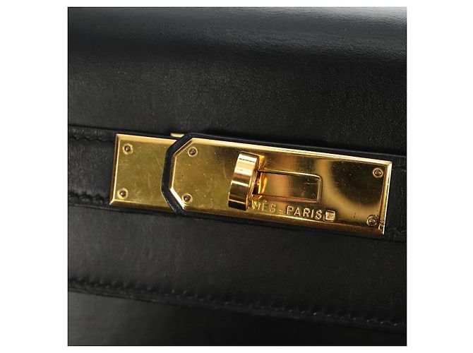 Hermès BORSA HERMES Kelly 32 in pelle Box Calf 2way Nero Oro Auth 190133SM D'oro - vista 16
