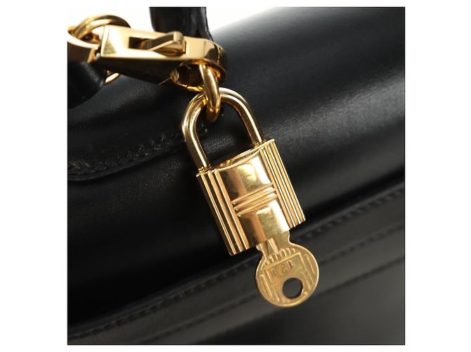 Hermès BORSA HERMES Kelly 32 in pelle Box Calf 2way Nero Oro Auth 190133SM D'oro - vista 17