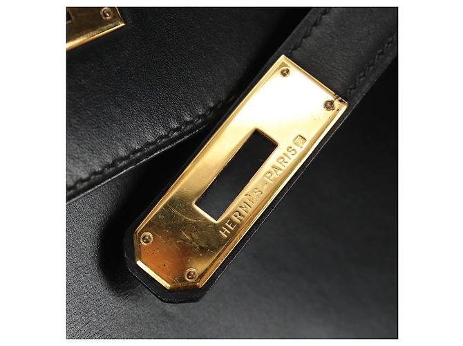 Hermès BORSA HERMES Kelly 32 in pelle Box Calf 2way Nero Oro Auth 190133SM D'oro - vista 19