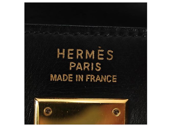 Hermès BORSA HERMES Kelly 32 in pelle Box Calf 2way Nero Oro Auth 190133SM D'oro - vista 21