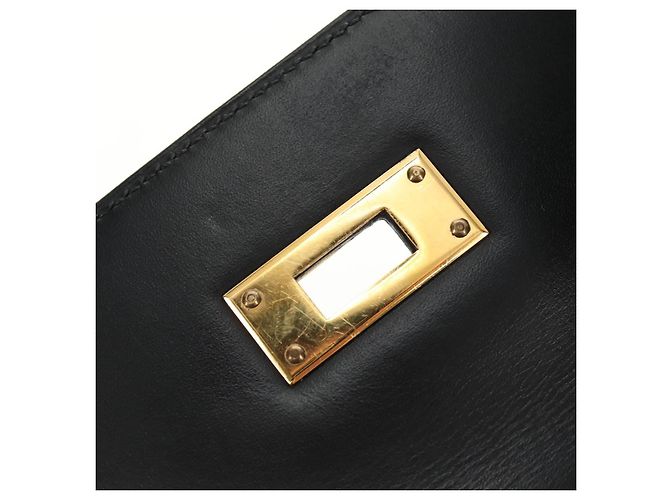 Hermès BORSA HERMES Kelly 32 in pelle Box Calf 2way Nero Oro Auth 190133SM D'oro - vista 22