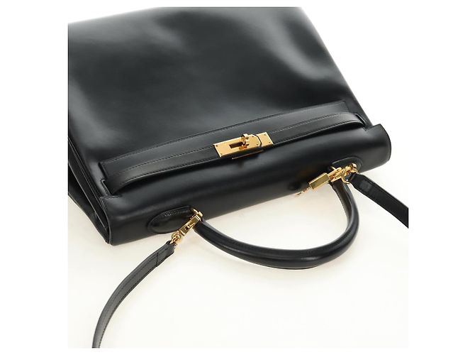 Hermès BORSA HERMES Kelly 32 in pelle Box Calf 2way Nero Oro Auth 190133SM D'oro - vista 6