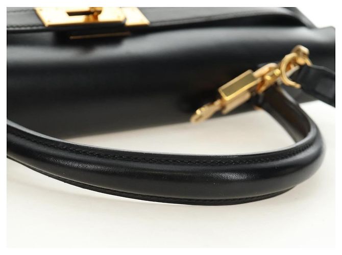 Hermès BORSA HERMES Kelly 32 in pelle Box Calf 2way Nero Oro Auth 190133SM D'oro - vista 7