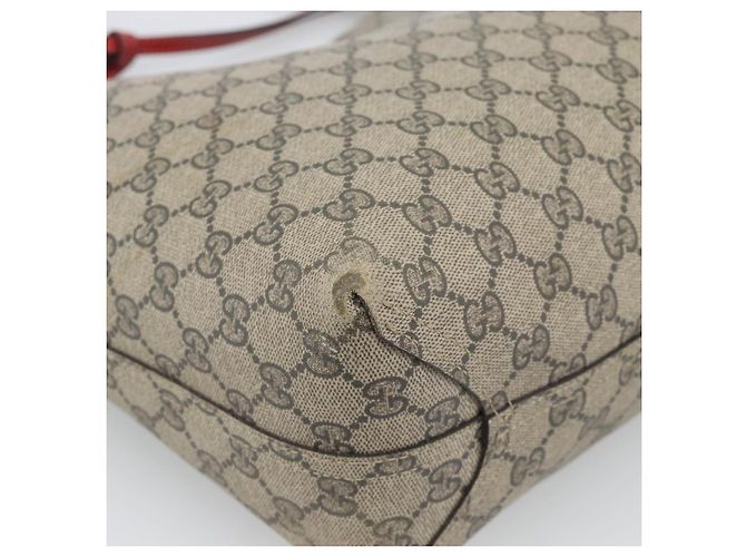 Borsa Tote GUCCI GG Supreme in PVC e pelle reversibile Rosso Beige Auth 190841 - vista 14