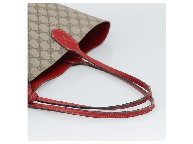 Borsa Tote GUCCI GG Supreme in PVC e pelle reversibile Rosso Beige Auth 190841 - vista 7