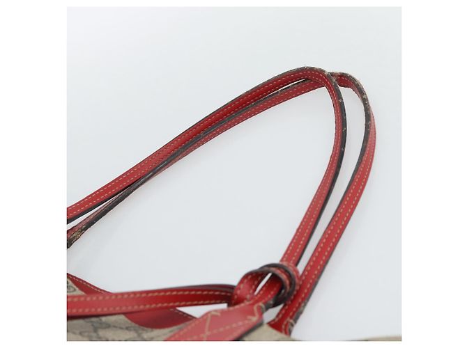 Borsa Tote GUCCI GG Supreme in PVC e pelle reversibile Rosso Beige Auth 190841 - vista 9