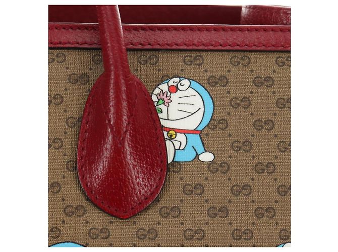 GUCCI GUCCI Ѓ~ Doraemon Micro GG Supreme Bag PVC 2way Beige 653952 Auth 190041M D'oro - vista 18