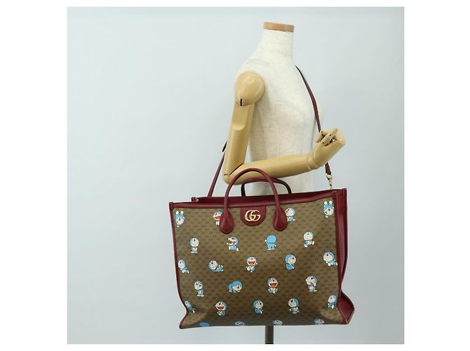 GUCCI GUCCI Ѓ~ Doraemon Micro GG Supreme Bag PVC 2way Beige 653952 Auth 190041M D'oro - vista 28