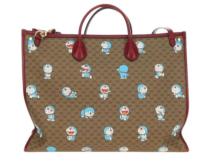 GUCCI GUCCI Ѓ~ Doraemon Micro GG Supreme Bag PVC 2way Beige 653952 Auth 190041M D'oro - vista 3