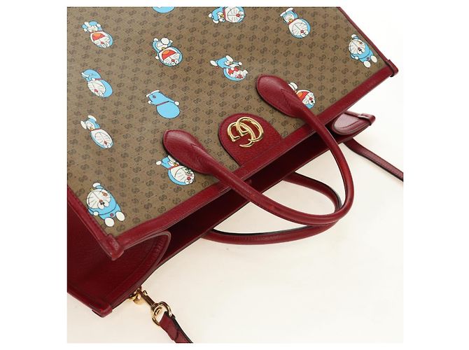 GUCCI GUCCI Ѓ~ Doraemon Micro GG Supreme Bag PVC 2way Beige 653952 Auth 190041M D'oro - vista 6