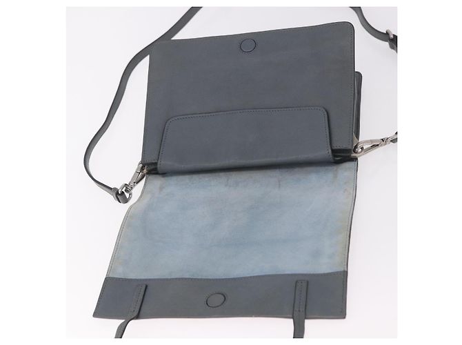 Borsa a Spalla PRADA in Pelle 2way Grigio Argento Auth ka5129 Marrone - vista 15