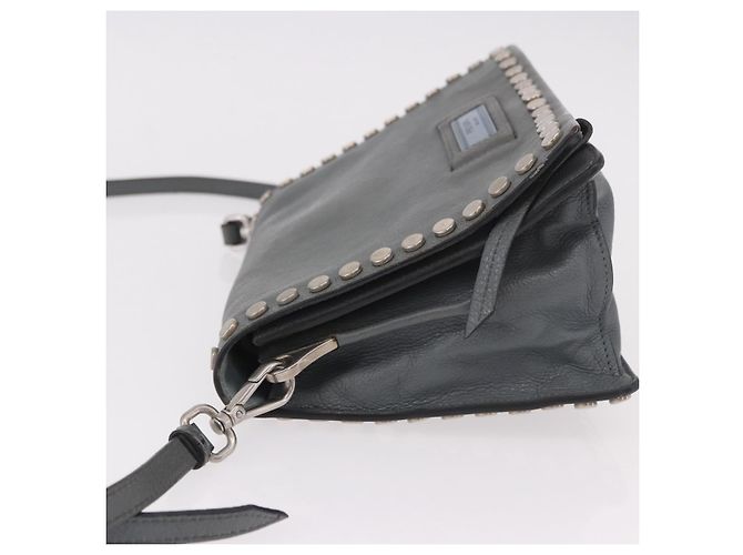 Borsa a Spalla PRADA in Pelle 2way Grigio Argento Auth ka5129 Marrone - vista 5