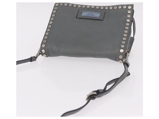 Borsa a Spalla PRADA in Pelle 2way Grigio Argento Auth ka5129 Marrone - vista 6