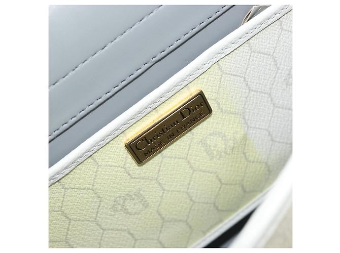 Borsa a tracolla Christian Dior Honeycomb in PVC e pelle bianco oro Auth BA13931 D'oro - vista 16