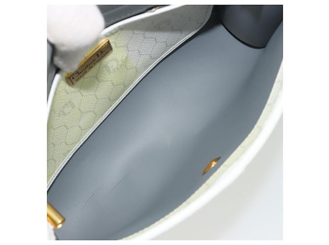 Borsa a tracolla Christian Dior Honeycomb in PVC e pelle bianco oro Auth BA13931 D'oro - vista 17