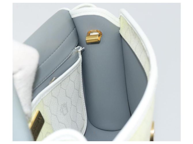 Borsa a tracolla Christian Dior Honeycomb in PVC e pelle bianco oro Auth BA13931 D'oro - vista 18