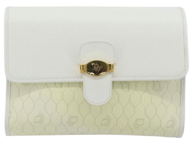 Borsa a tracolla Christian Dior Honeycomb in PVC e pelle bianco oro Auth BA13931 D'oro - vista 2