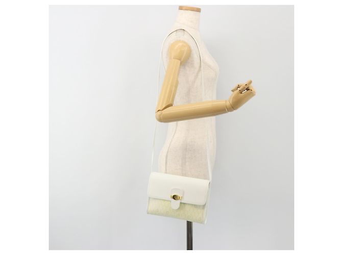 Borsa a tracolla Christian Dior Honeycomb in PVC e pelle bianco oro Auth BA13931 D'oro - vista 21