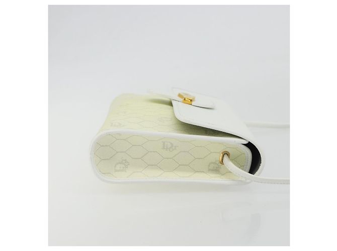 Borsa a tracolla Christian Dior Honeycomb in PVC e pelle bianco oro Auth BA13931 D'oro - vista 4