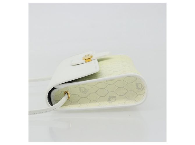 Borsa a tracolla Christian Dior Honeycomb in PVC e pelle bianco oro Auth BA13931 D'oro - vista 5