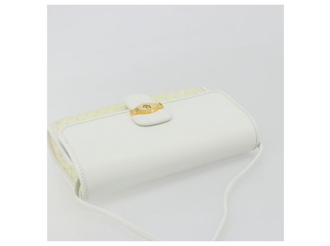 Borsa a tracolla Christian Dior Honeycomb in PVC e pelle bianco oro Auth BA13931 D'oro - vista 6
