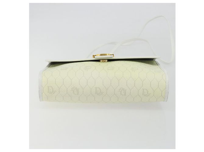 Borsa a tracolla Christian Dior Honeycomb in PVC e pelle bianco oro Auth BA13931 D'oro - vista 9