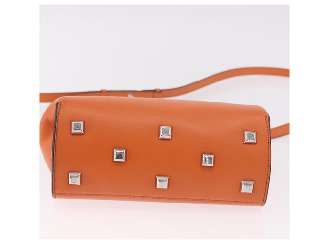Borsa Salvatore Ferragamo Gancini in Pelle 2 modi Arancione Argento Auth 191599A - vista 11