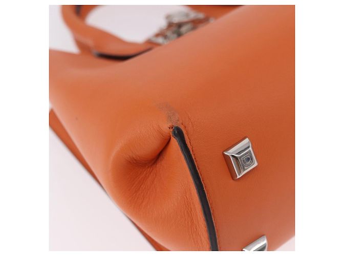 Borsa Salvatore Ferragamo Gancini in Pelle 2 modi Arancione Argento Auth 191599A - vista 12