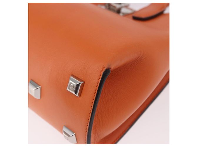 Borsa Salvatore Ferragamo Gancini in Pelle 2 modi Arancione Argento Auth 191599A - vista 13